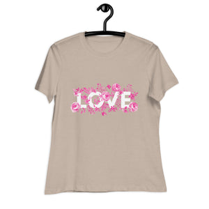 Women's Relaxed T-Shirt-  Loving Word Quote Print