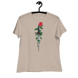 Women's Relaxed T-Shirt- Flower Print