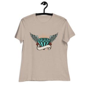 Women's Relaxed T-Shirt- Gorgeous  Diamond With Wings Print