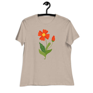 Women's Relaxed T-Shirt- Flower Print