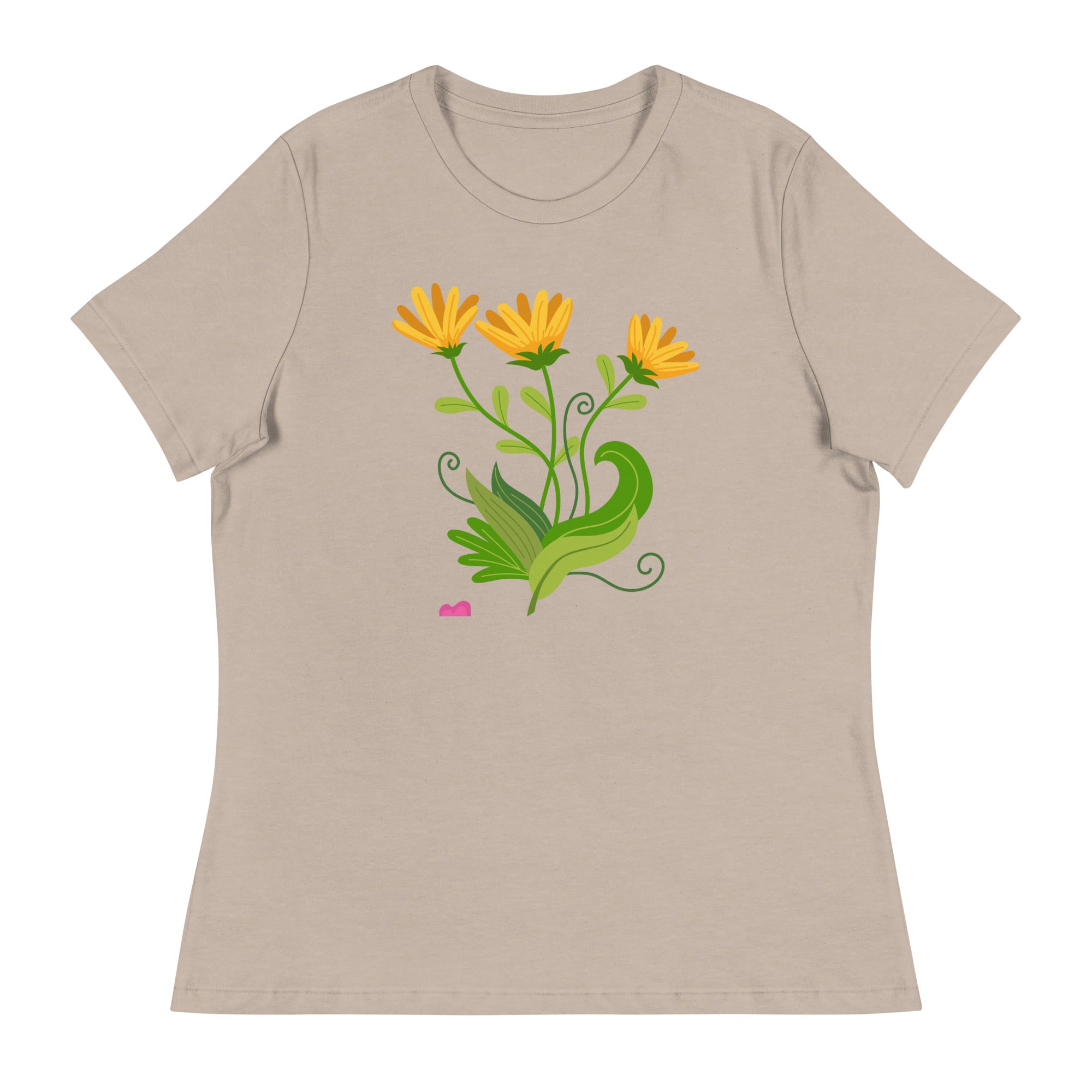 Women's Relaxed T-Shirt- Flower Print