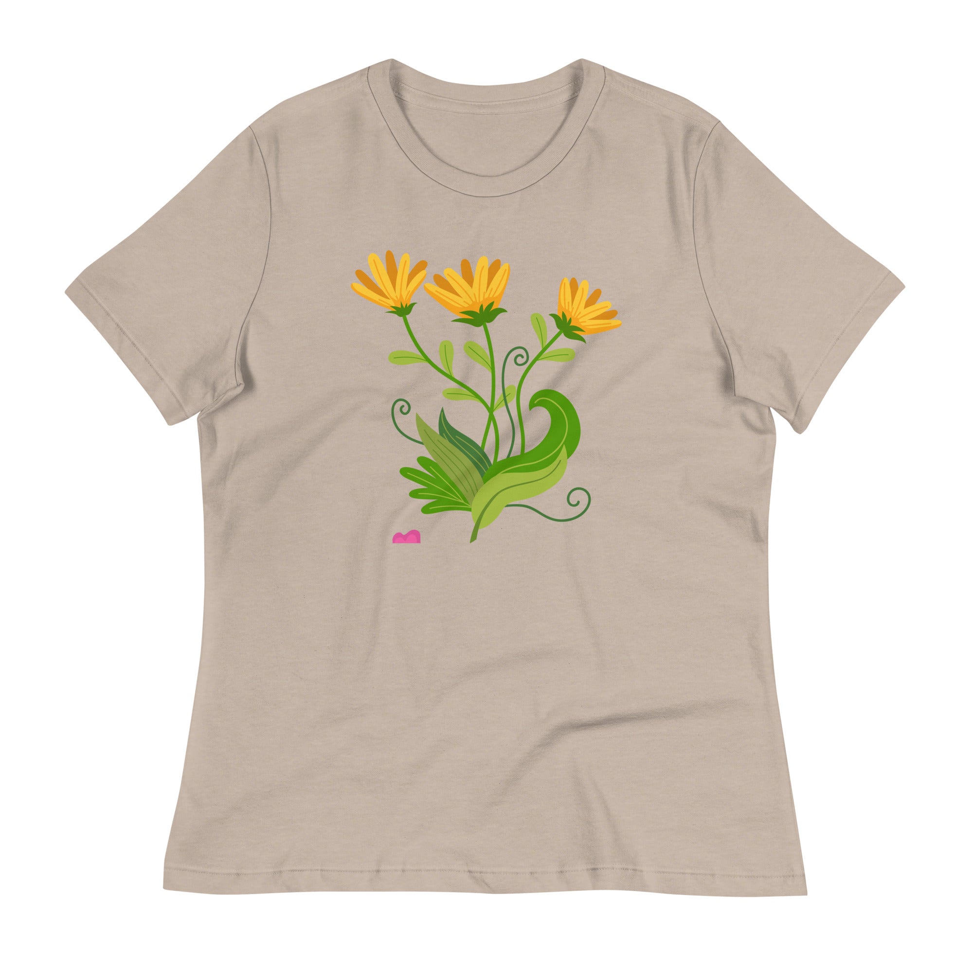 Women's Relaxed T-Shirt- Flower Print