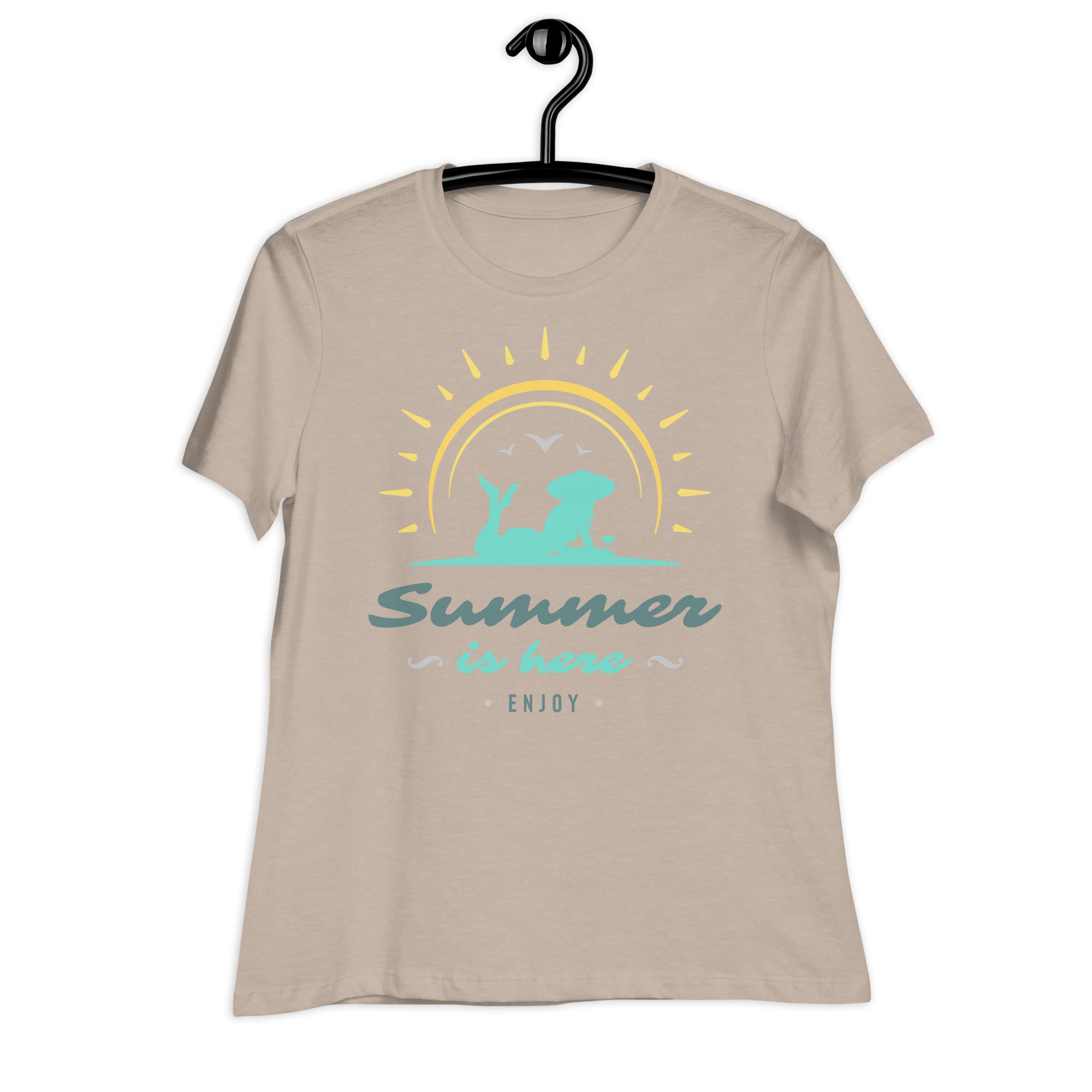 Women's Relaxed T-Shirt- Beach Side Print