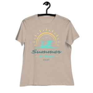 Women's Relaxed T-Shirt- Beach Side Print