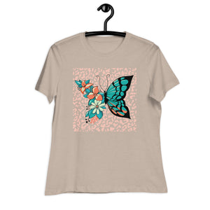 Women's Relaxed T-Shirt- Butterfly Print