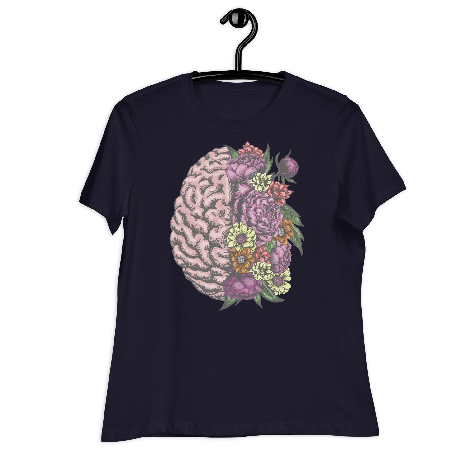 Women's Relaxed T-Shirt-  Brain Flower Print