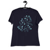 Women's Relaxed T-Shirt-  Blue Light Flower Print