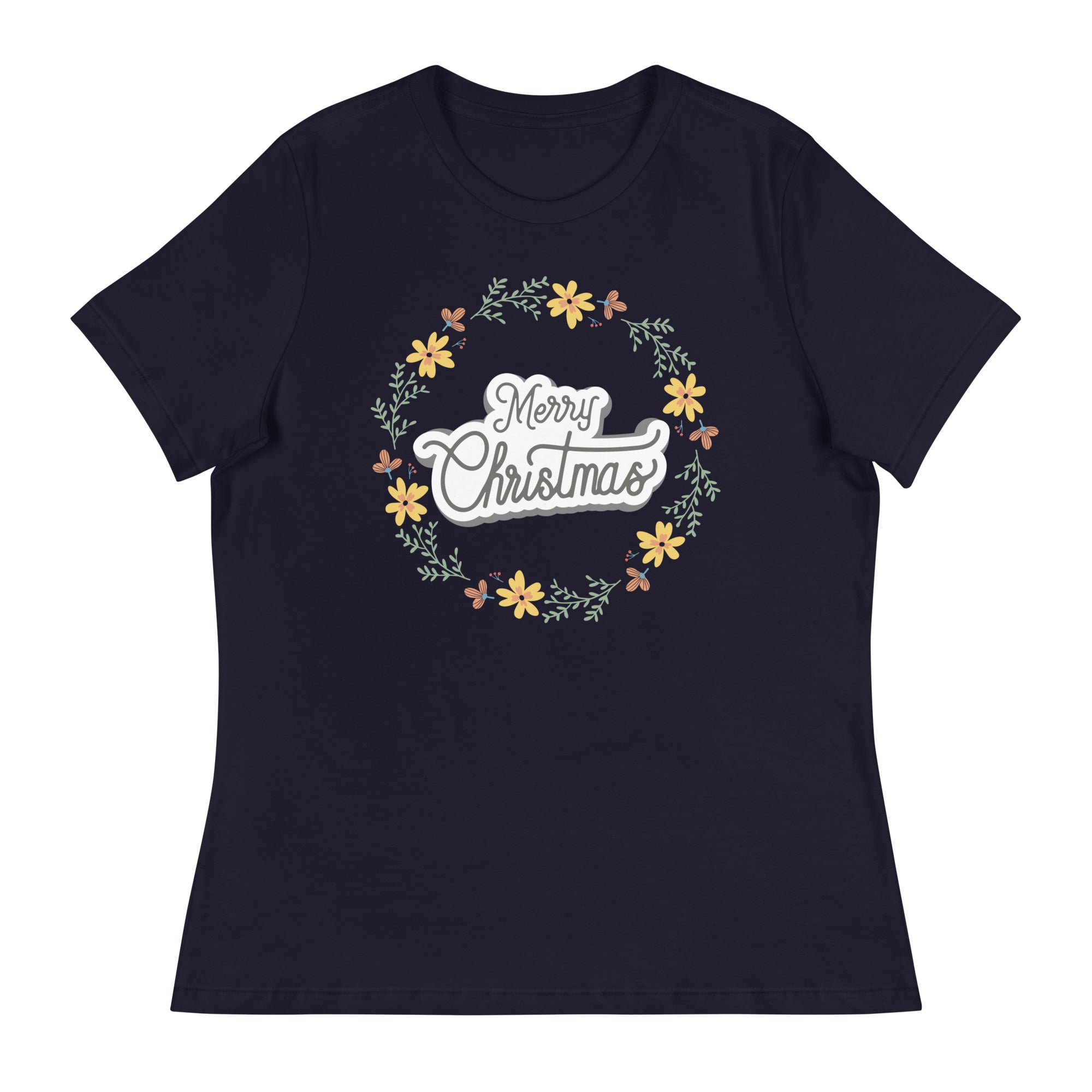 Women's Relaxed T-Shirt- Christmas Wishing Print