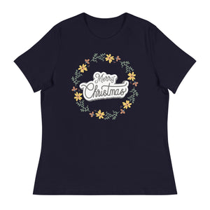 Women's Relaxed T-Shirt- Christmas Wishing Print