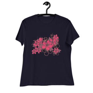 Women's Relaxed T-Shirt- Flower Print