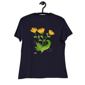 Women's Relaxed T-Shirt- Flower Print