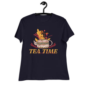 Women's Relaxed T-Shirt- Cup of tea Print