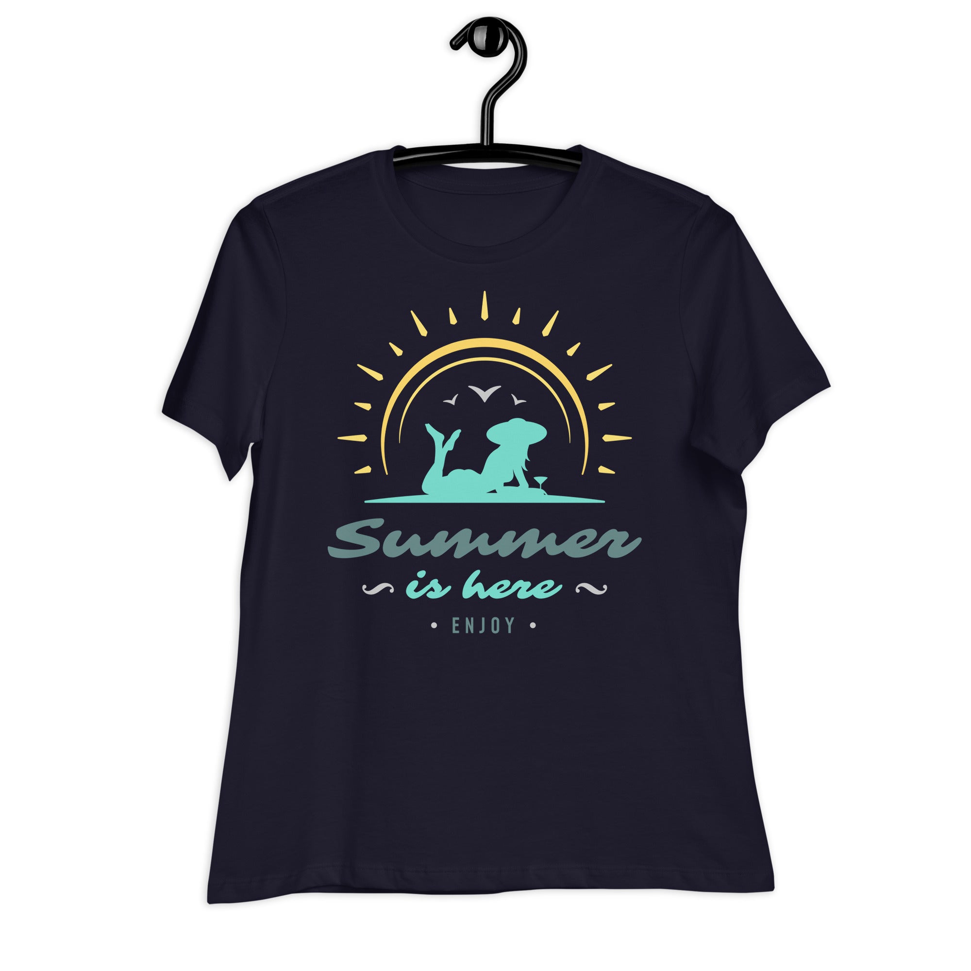 Women's Relaxed T-Shirt- Beach Side Print