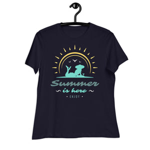 Women's Relaxed T-Shirt- Beach Side Print