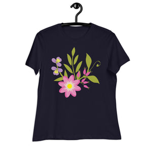 Women's Relaxed T-Shirt- Flower Print