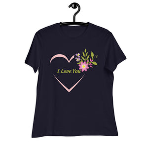 Women's Relaxed T-Shirt- Flower Print