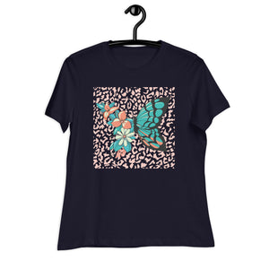 Women's Relaxed T-Shirt- Butterfly Print