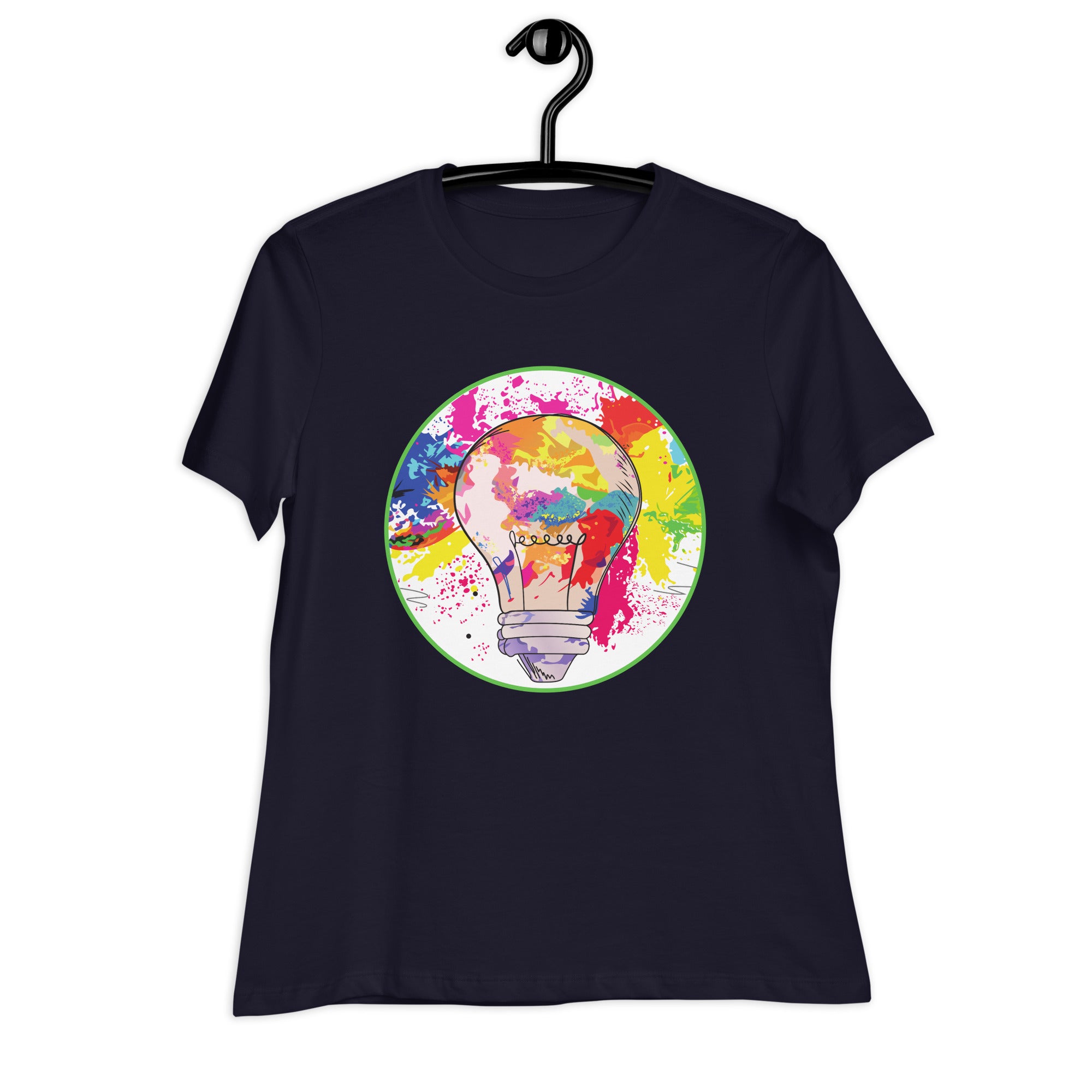 Women's Relaxed T-Shirt- Colourfull Light Bulb