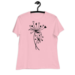 Women's Relaxed T-Shirt- Flower Print