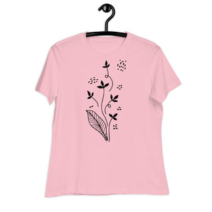 Women's Relaxed T-Shirt- Flowers  print