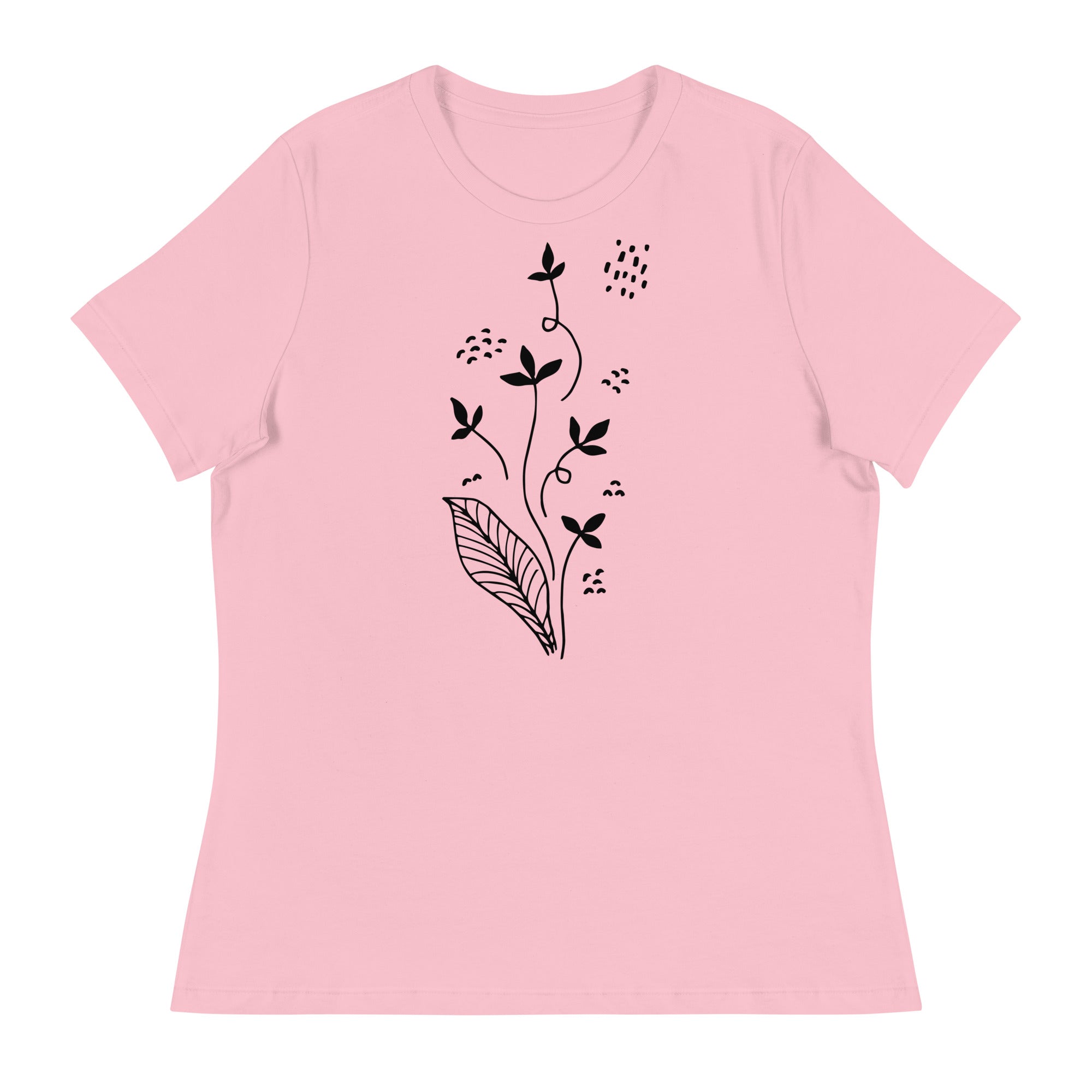 Women's Relaxed T-Shirt- Flowers  print