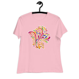 Women's Relaxed T-Shirt- Flower Print