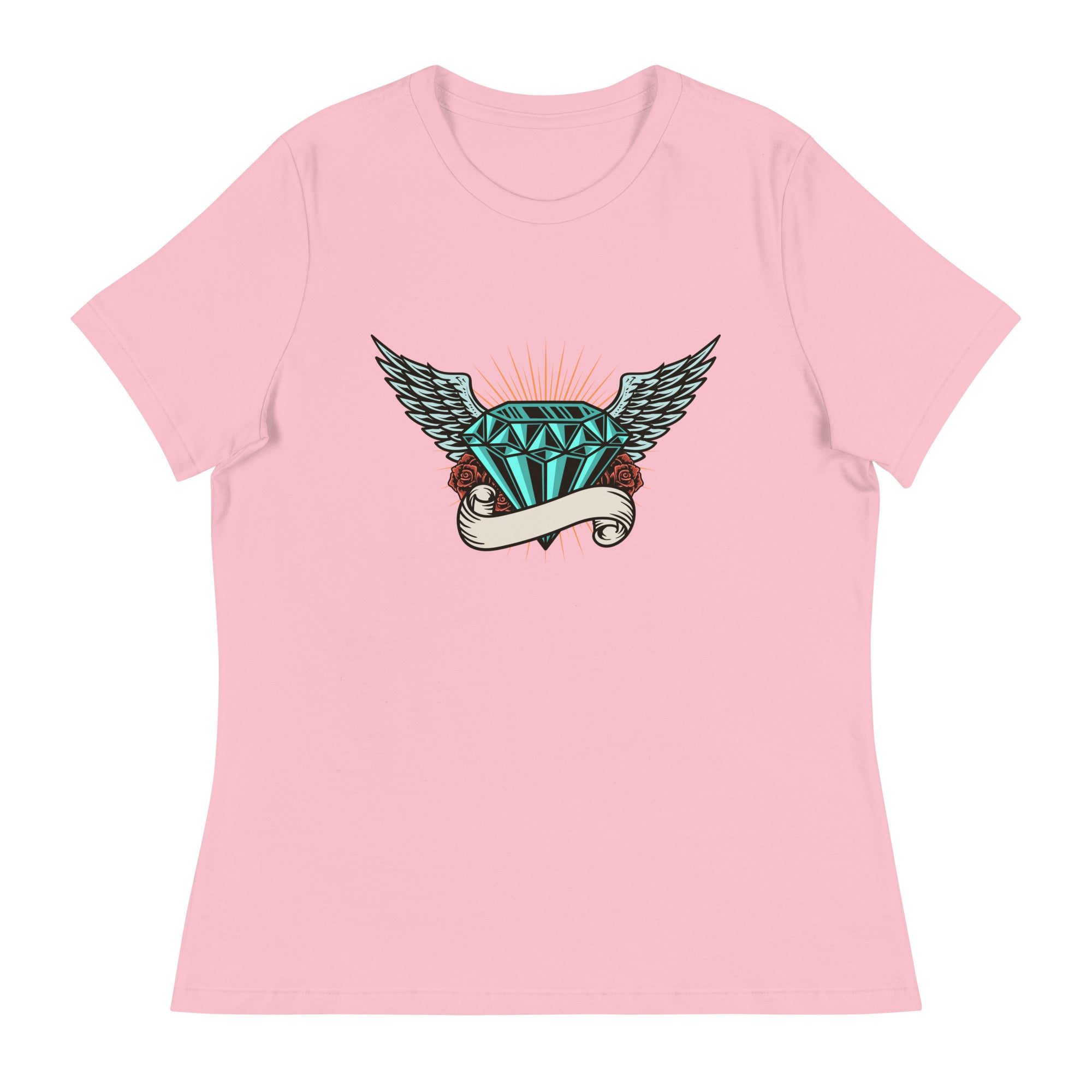 Women's Relaxed T-Shirt- Gorgeous  Diamond With Wings Print