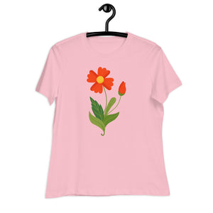 Women's Relaxed T-Shirt- Flower Print