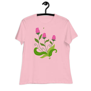 Women's Relaxed T-Shirt- Flower Print