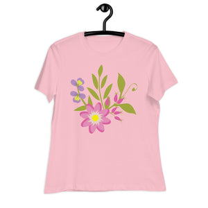 Women's Relaxed T-Shirt- Flower Print