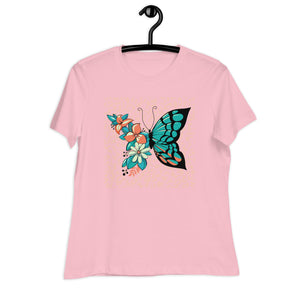 Women's Relaxed T-Shirt- Butterfly Print