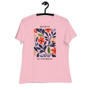 Women's Relaxed T-Shirt- Flowers print