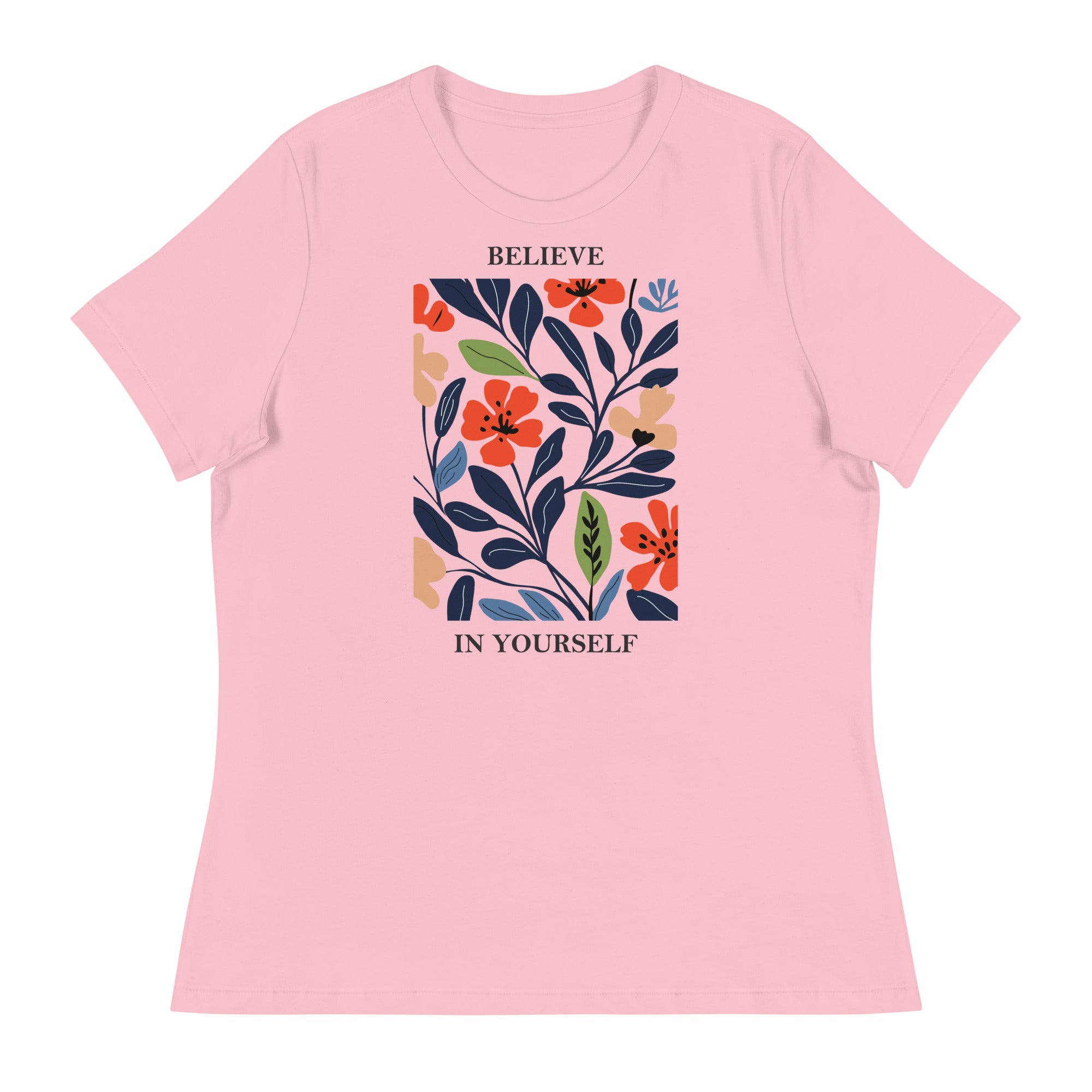 Women's Relaxed T-Shirt- Flowers print