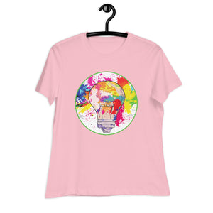 Women's Relaxed T-Shirt- Colourfull Light Bulb