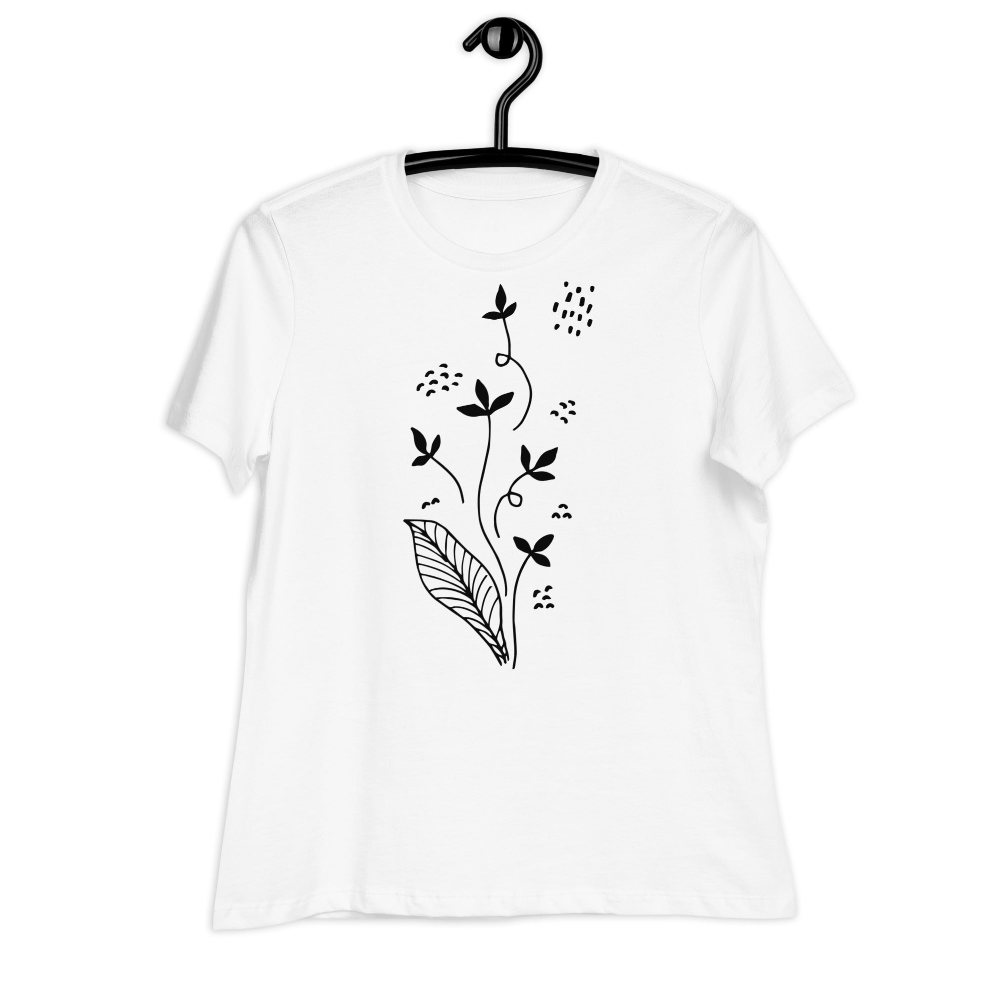 Women's Relaxed T-Shirt- Flowers  print