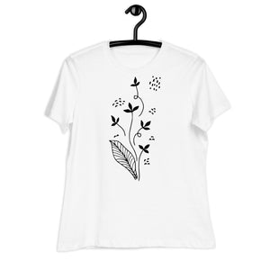 Women's Relaxed T-Shirt- Flowers  print