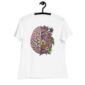 Women's Relaxed T-Shirt-  Brain Flower Print