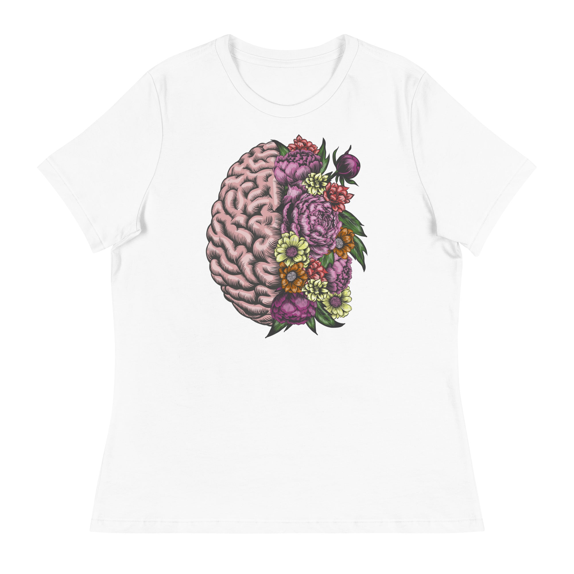 Women's Relaxed T-Shirt-  Brain Flower Print