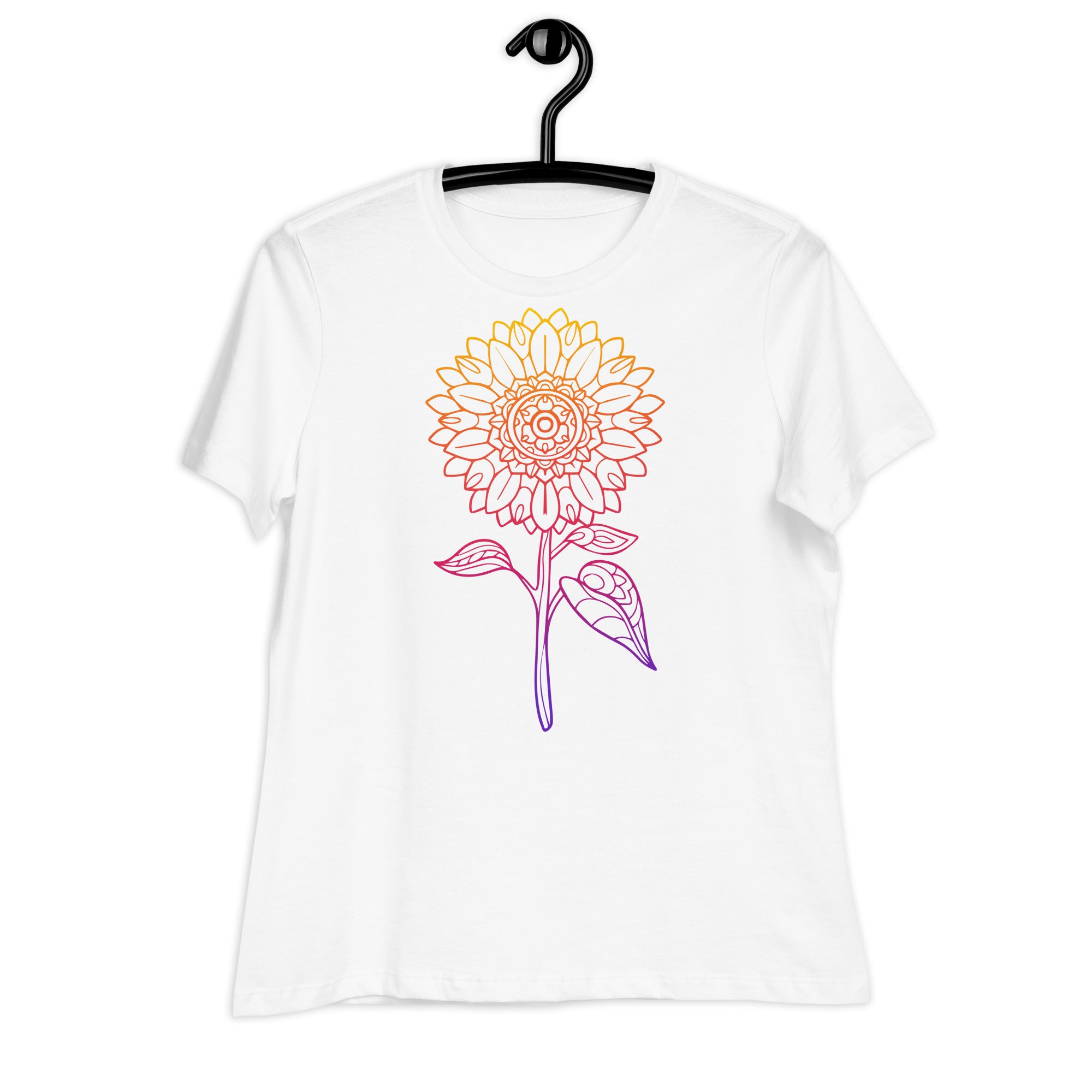 Women's Relaxed T-Shirt- Sun Flower Print