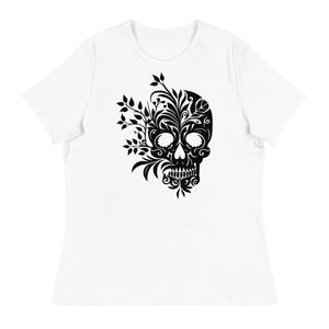 Women's Relaxed T-Shirt- 3d Animated Skull Print