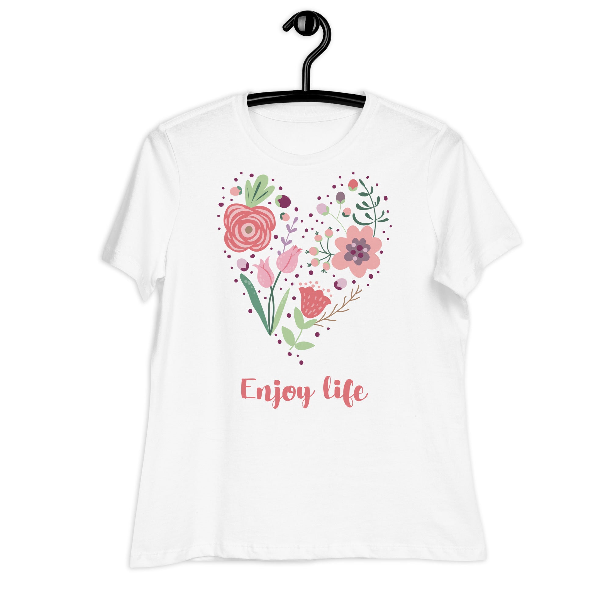 Women's Relaxed T-Shirt- Heart Of Flower Print