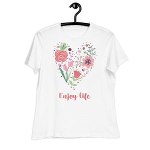 Women's Relaxed T-Shirt- Heart Of Flower Print