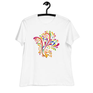 Women's Relaxed T-Shirt- Flower Print