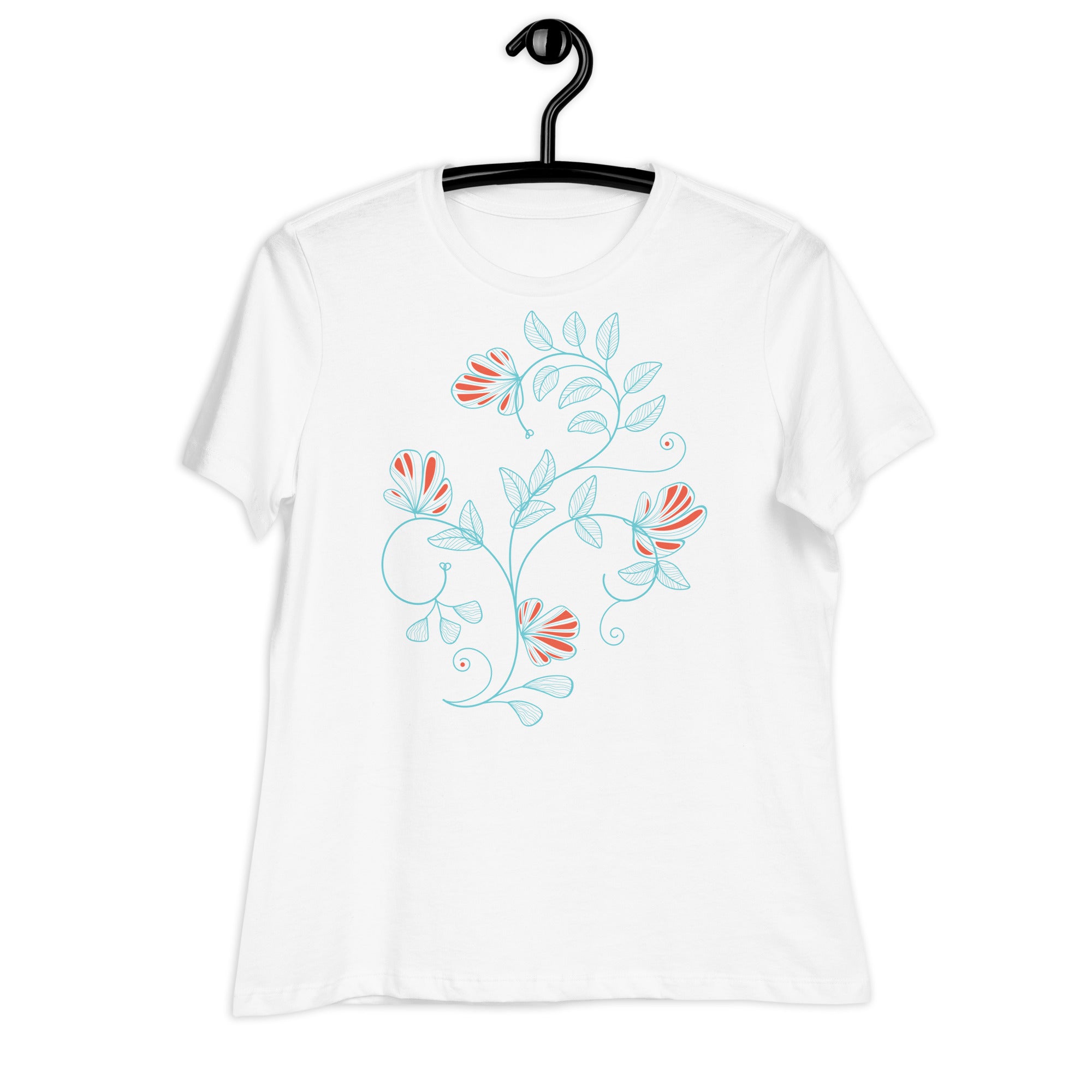 Women's Relaxed T-Shirt- Flower Print