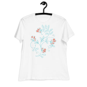 Women's Relaxed T-Shirt- Flower Print