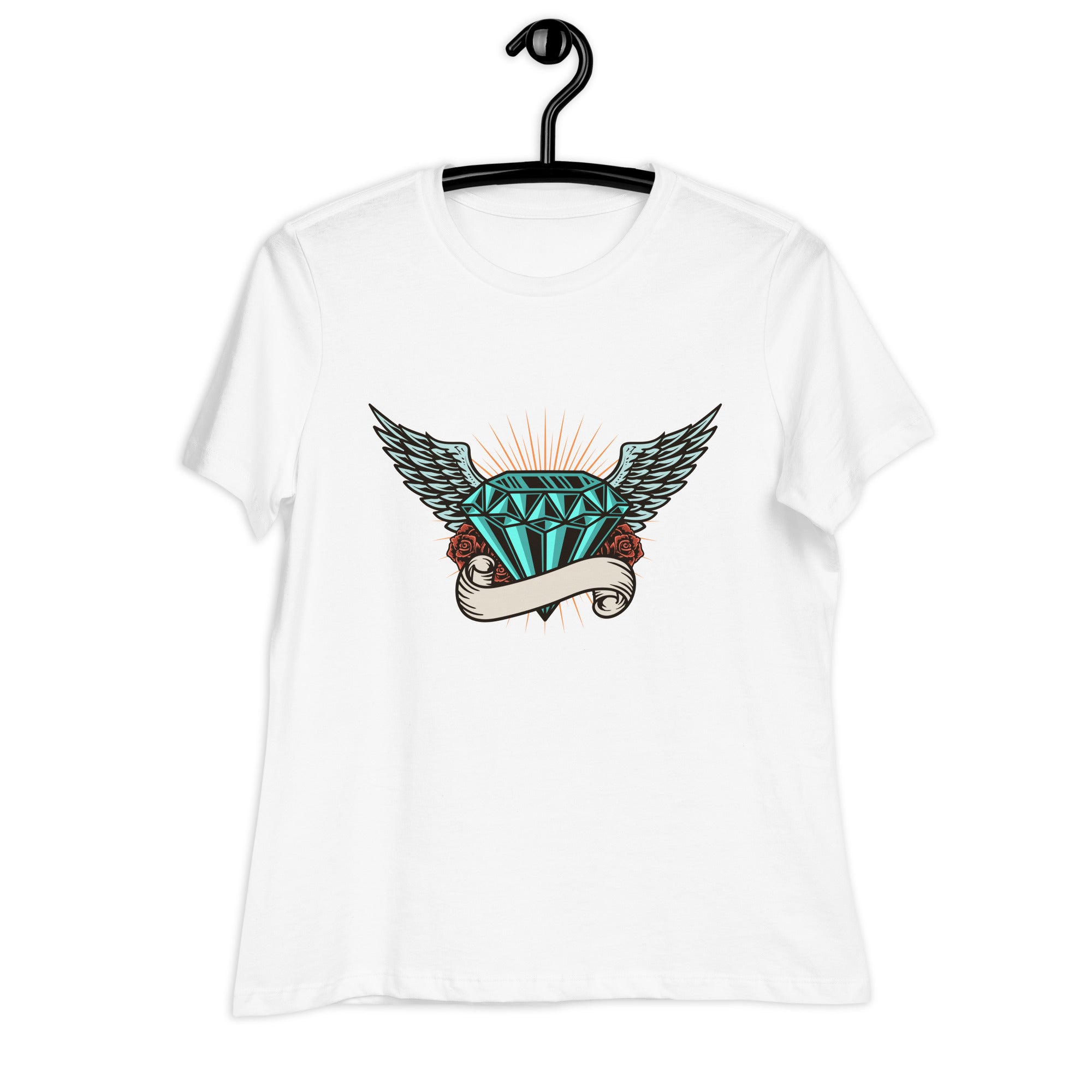 Women's Relaxed T-Shirt- Gorgeous  Diamond With Wings Print