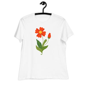 Women's Relaxed T-Shirt- Flower Print