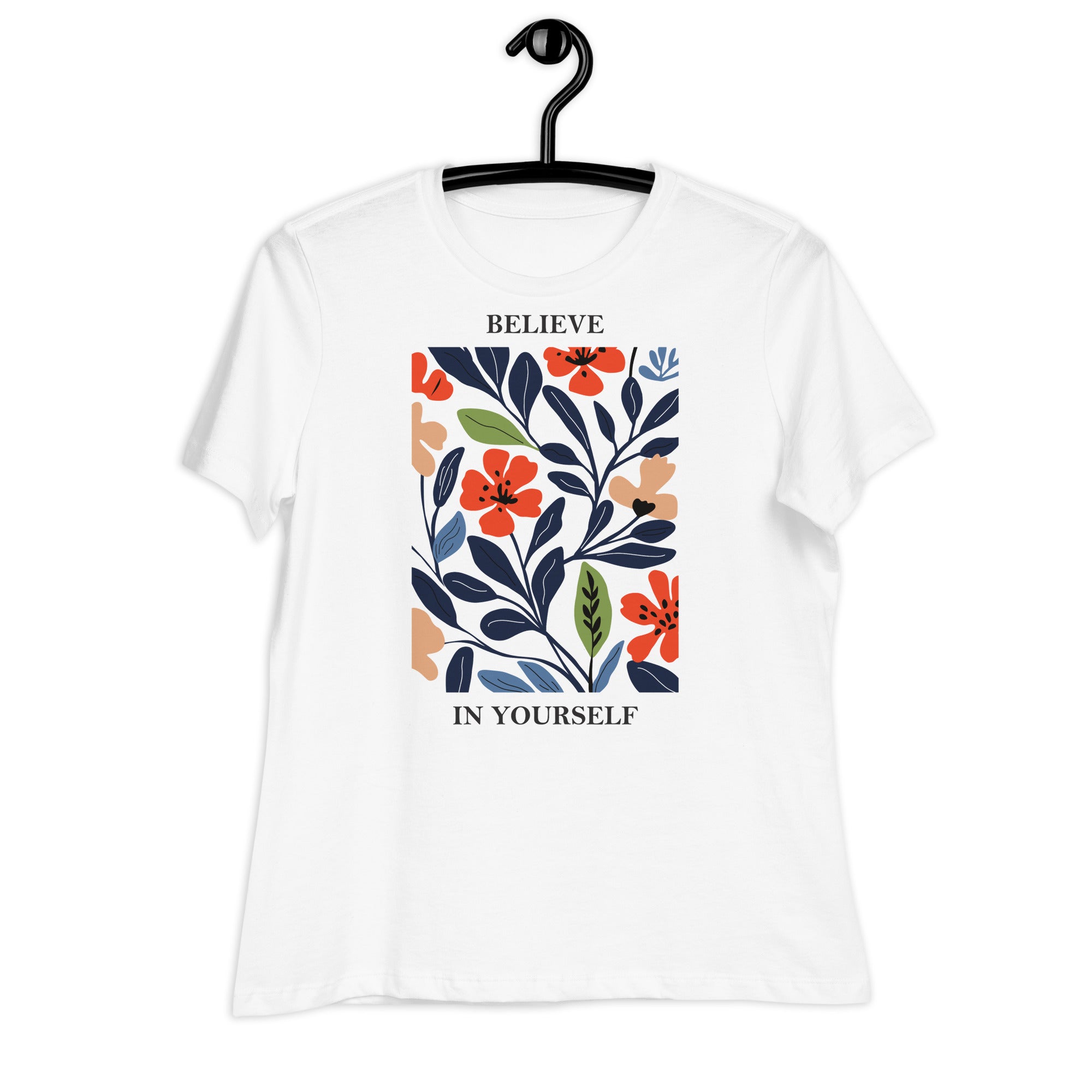 Women's Relaxed T-Shirt- Flowers print