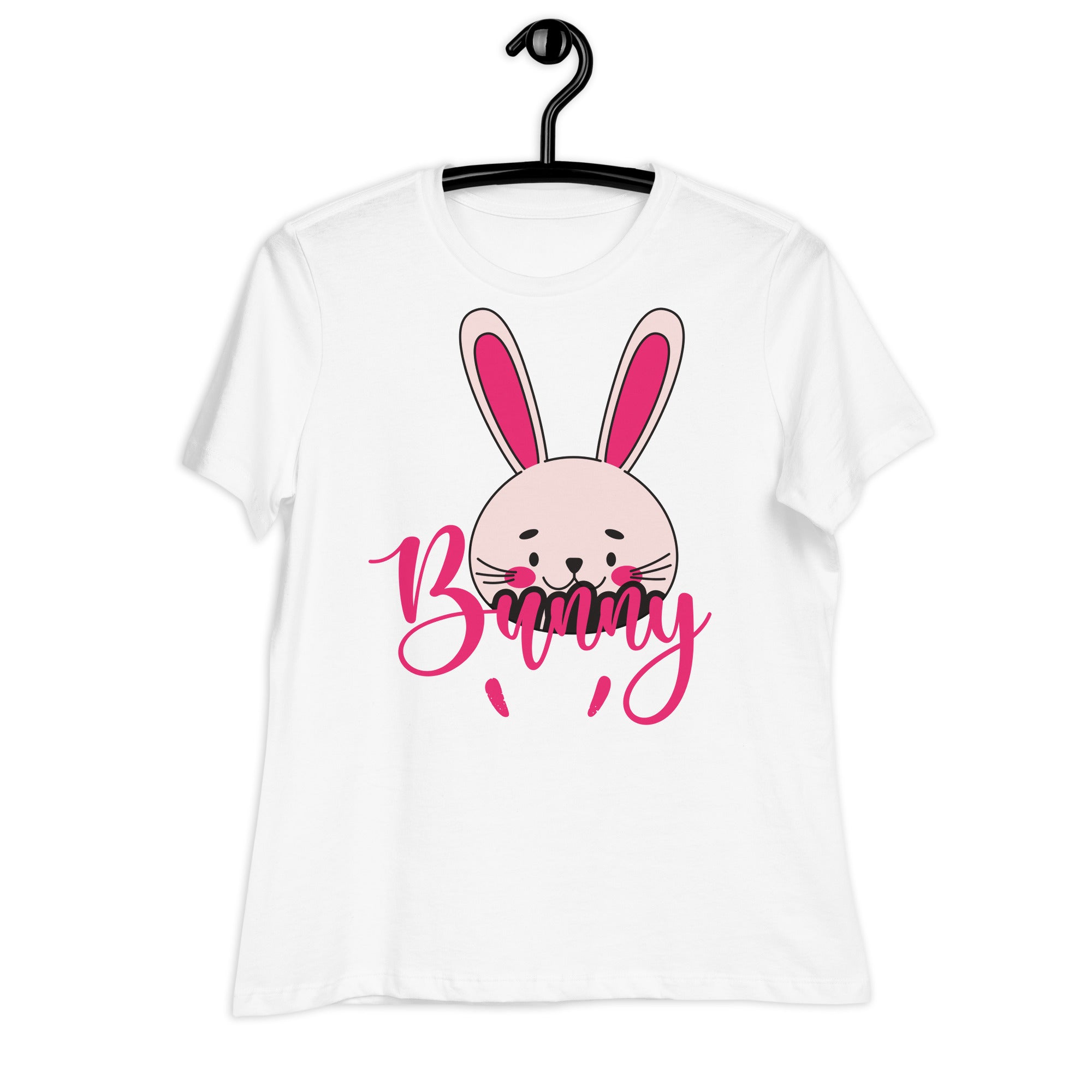 Women's Relaxed T-Shirt- Cute Bunny Print