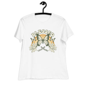 Women's Relaxed T-Shirt- Butterfly Print